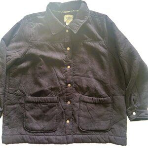 Boston Trader Ladies Jacket XL Black Faux Suede Sherpa Lined Snap Buttons